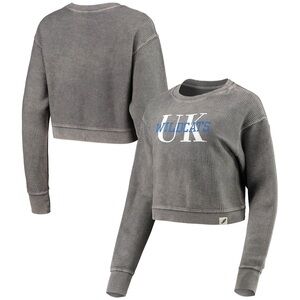League Collegiate Wear Graphite Kentucky Wildcats Classic Corded crop sweatshirt
